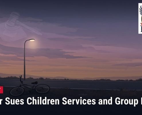 Fostoria News Child's bicycle under streetlamp at sunset, legal news headline.